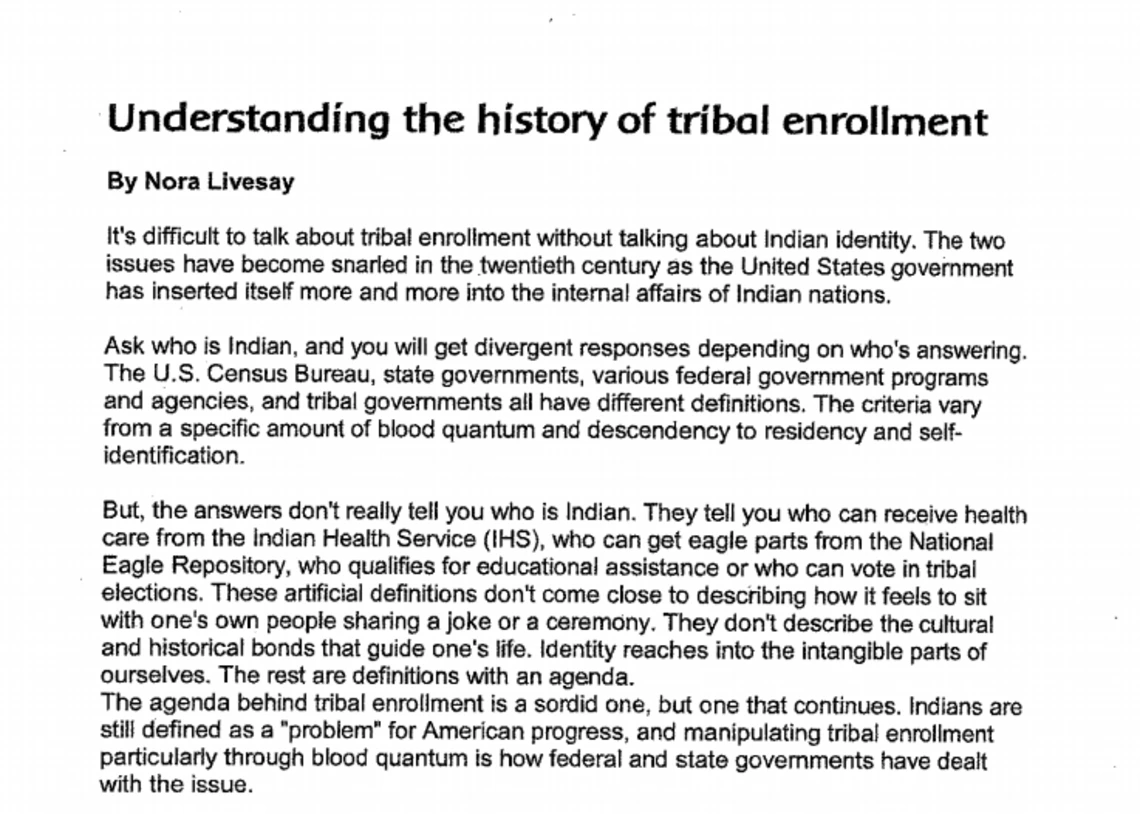 Understanding the history of tribal enrollment