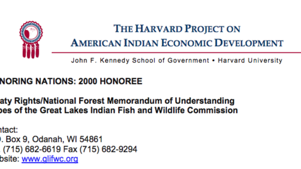 Treaty Rights/National Forest Memorandum of Understanding, Tribes of the Great Lakes Indian Fish and Wildlife Commission