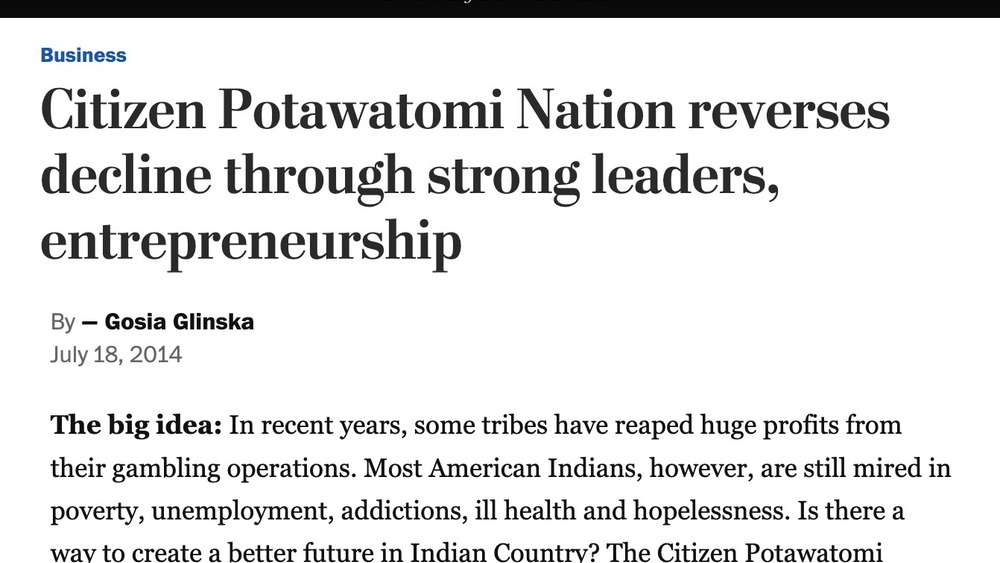 Citizen Potawatomi Nation reverses decline through strong leaders, entrepreneurship