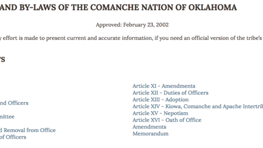 Comanche Nation: Citizenship Excerpt Comanche Nation: Citizenship Excerpt