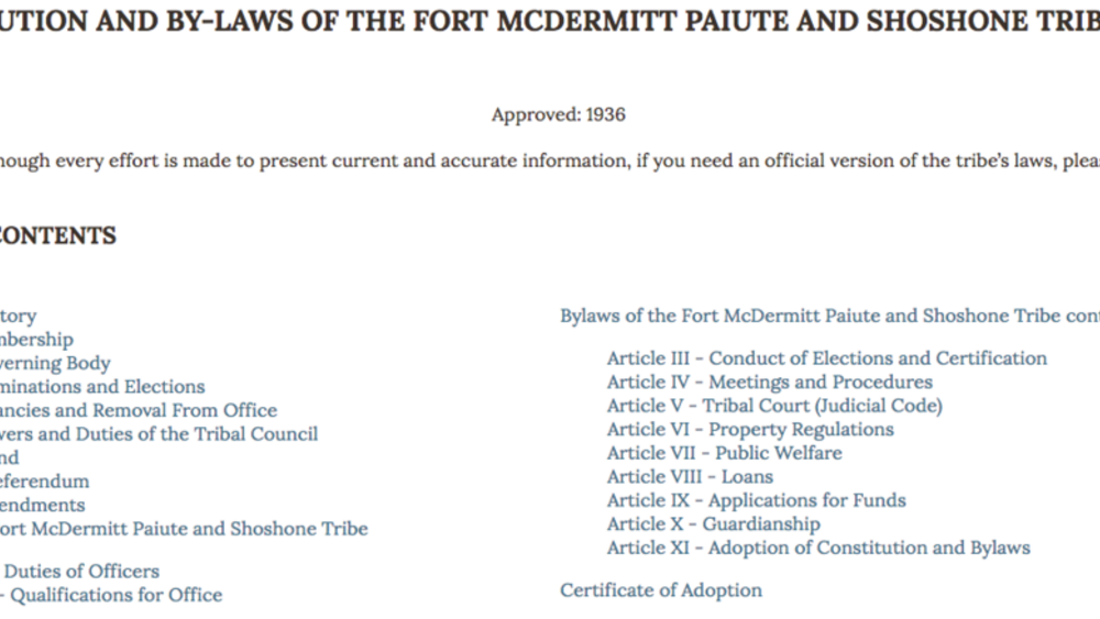 Fort McDermitt Paiute and Shoshone Tribe: Citizenship Excerpt Fort McDermitt Paiute and Shoshone Tribe: Citizenship Excerpt