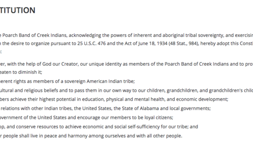 Poarch Band of Creek Indians: Preamble Excerpt