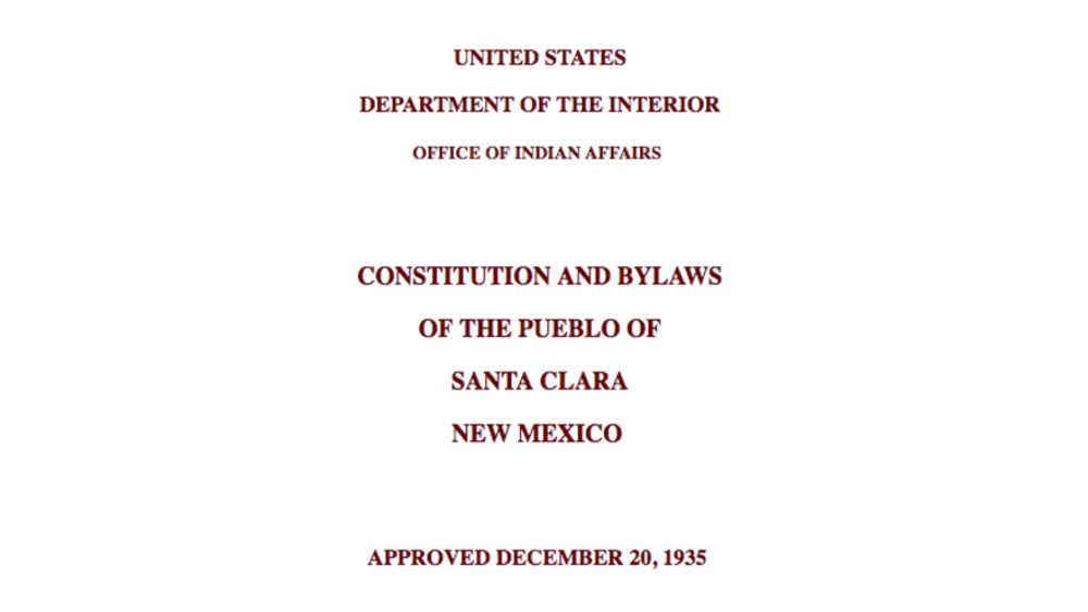 Pueblo of Santa Clara: Legislative Functions Excerpt Pueblo of Santa Clara: Legislative Functions Excerpt