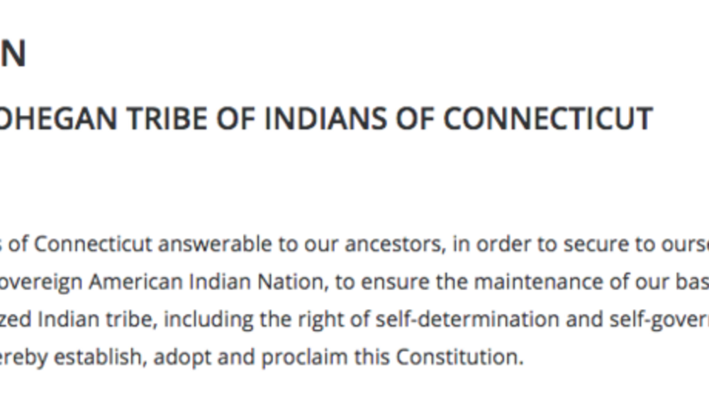 The Mohegan Tribe: Preamble Excerpt The Mohegan Tribe: Preamble Excerpt