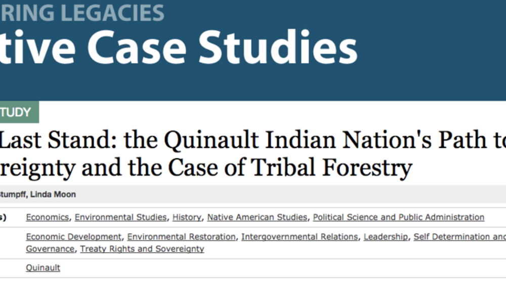 The Last Stand: the Quinault Indian Nation's Path to Sovereignty and the Case of Tribal Forestry The Last Stand: the Quinault Indian Nation's Path to Sovereignty and the Case of Tribal Forestry