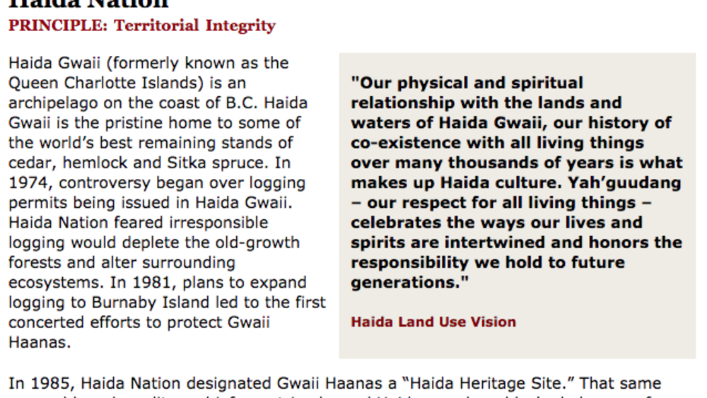 Best Practices Case Study (Territorial Integrity): Haida Nation Best Practices Case Study (Territorial Integrity): Haida Nation