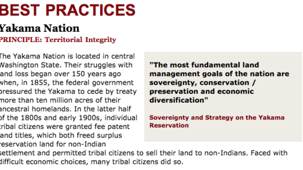 Best Practices Case Study (Territorial Integrity): Yakama Nation Best Practices Case Study (Territorial Integrity): Yakama Nation