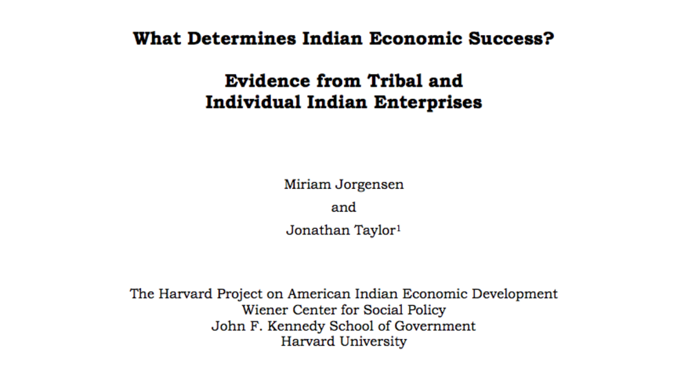 What Determines Indian Economic Success? Evidence from Tribal and Individual Indian Enterprises What Determines Indian Economic Success? Evidence from Tribal and Individual Indian Enterprises
