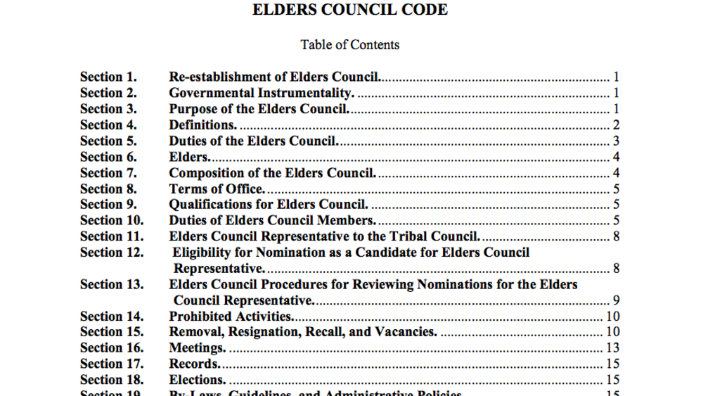 Pokagon Band of Potawatomi Indians: Elders Council Code Pokagon Band of Potawatomi Indians: Elders Council Code