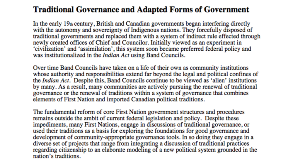 Traditional Governance and Adapted Forms of Government Traditional Governance and Adapted Forms of Government