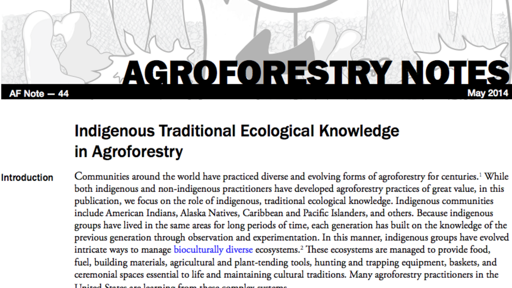 Indigenous Traditional Ecological Knowledge in Agroforestry Indigenous Traditional Ecological Knowledge in Agroforestry