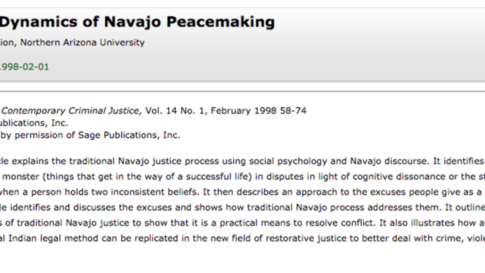 The Dynamics of Navajo Peacemaking The Dynamics of Navajo Peacemaking