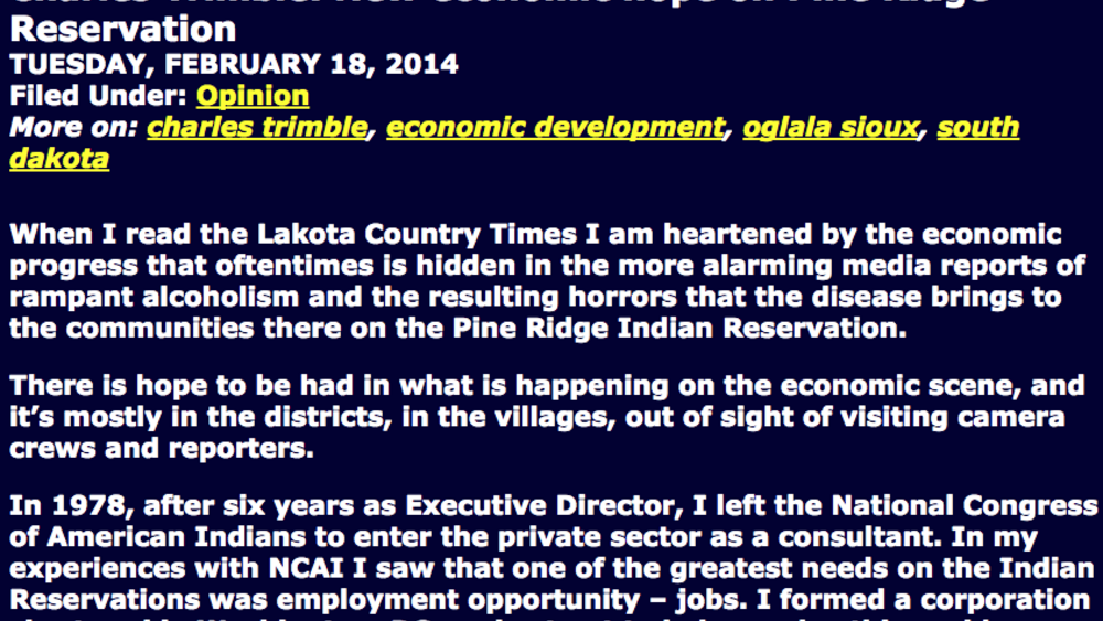 New economic hope on Pine Ridge Reservation New economic hope on Pine Ridge Reservation