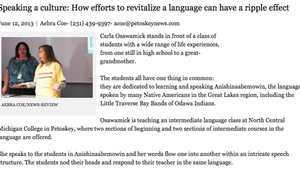 Speaking a culture: How efforts to revitalize a language can have a ripple effect