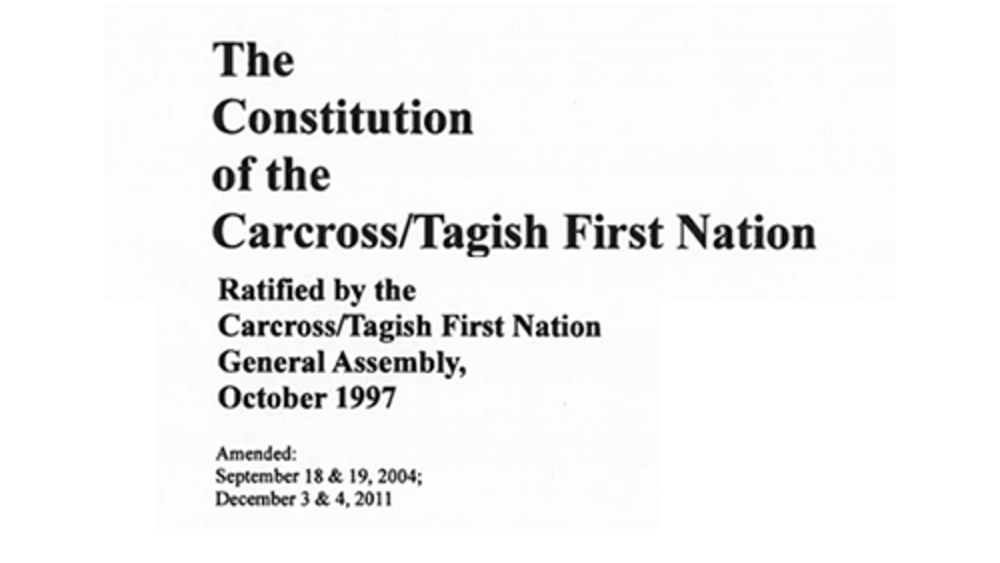 The Constitution of the Carcross/Tagish First Nation: Preamble Excerpt The Constitution of the Carcross/Tagish First Nation: Preamble Excerpt