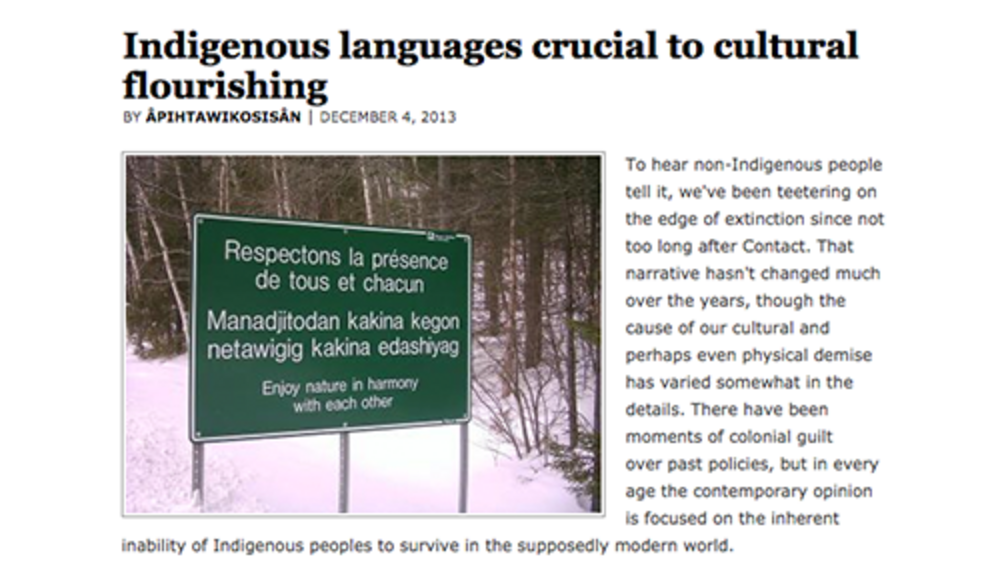 Indigenous languages crucial to cultural flourishing Indigenous languages crucial to cultural flourishing
