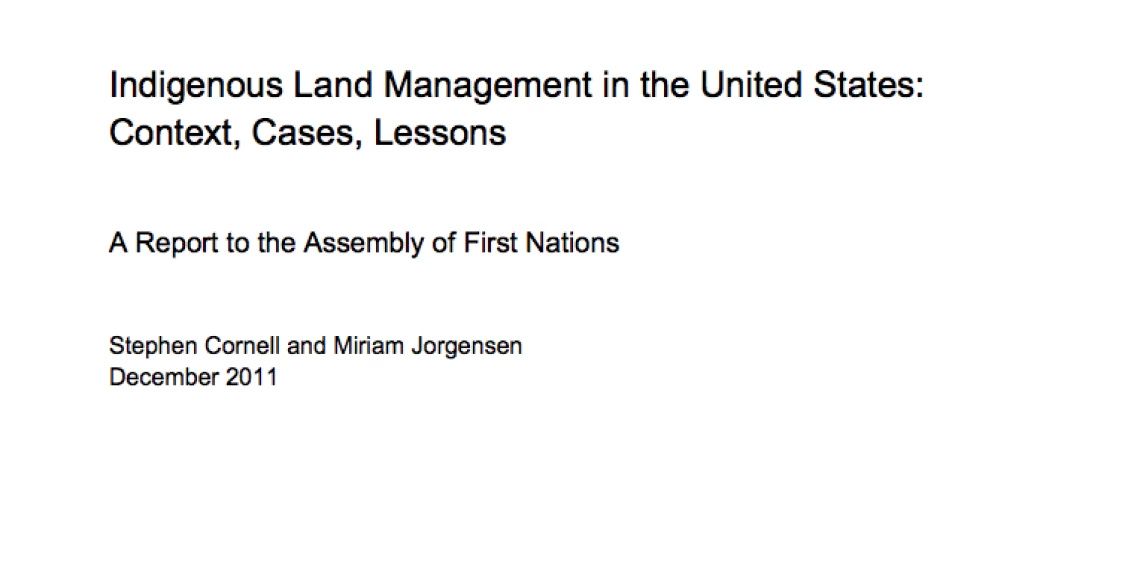 Indigenous Land Management in the United States: Context, Cases, Lessons