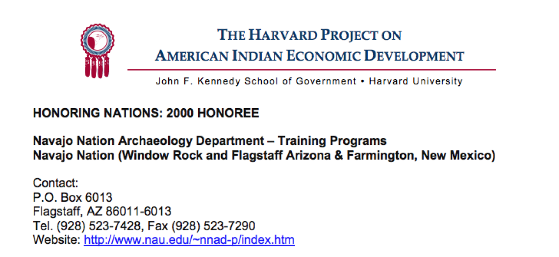 Navajo Nation Archaeology Department Training Programs
