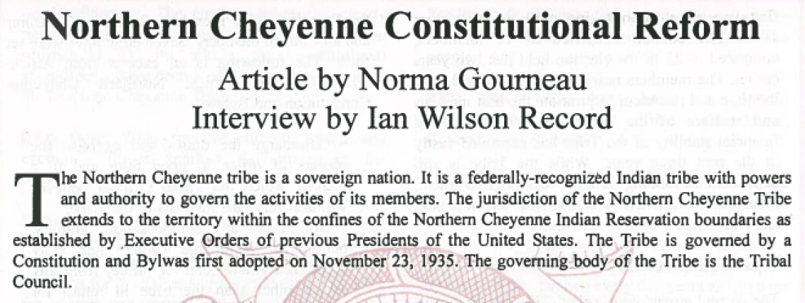 Northern Cheyenne Constitutional Reform