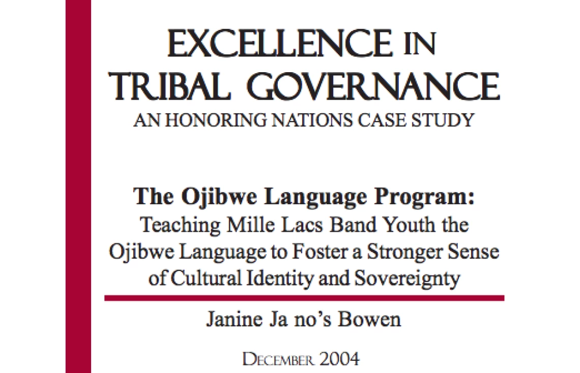 The Ojibwe Language Program: Teaching Mille Lacs Band Youth the Ojibwe Language to Foster a Stronger Sense of Cultural Identity and Sovereignty