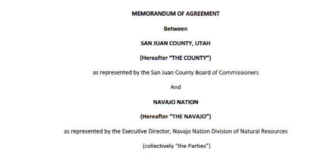 Agreement Signed Between Navajo Nation & San Juan County Utah
