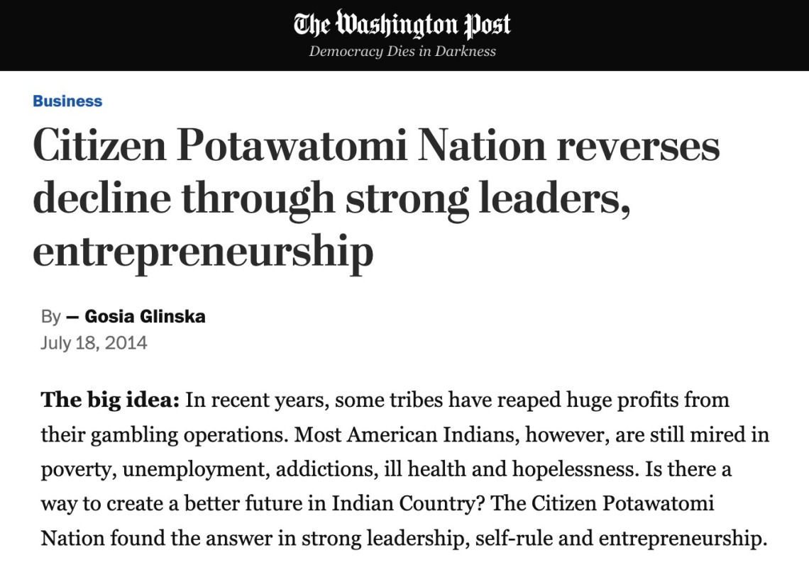 Citizen Potawatomi Nation reverses decline through strong leaders, entrepreneurship
