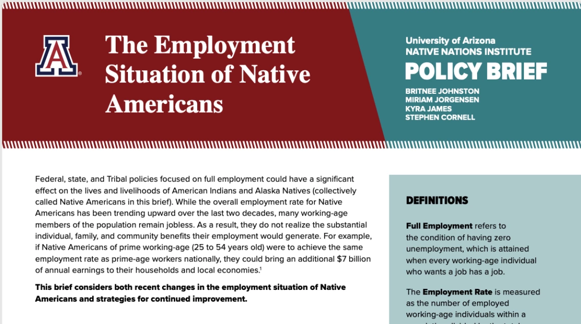 The Employment Situation of Native Americans.