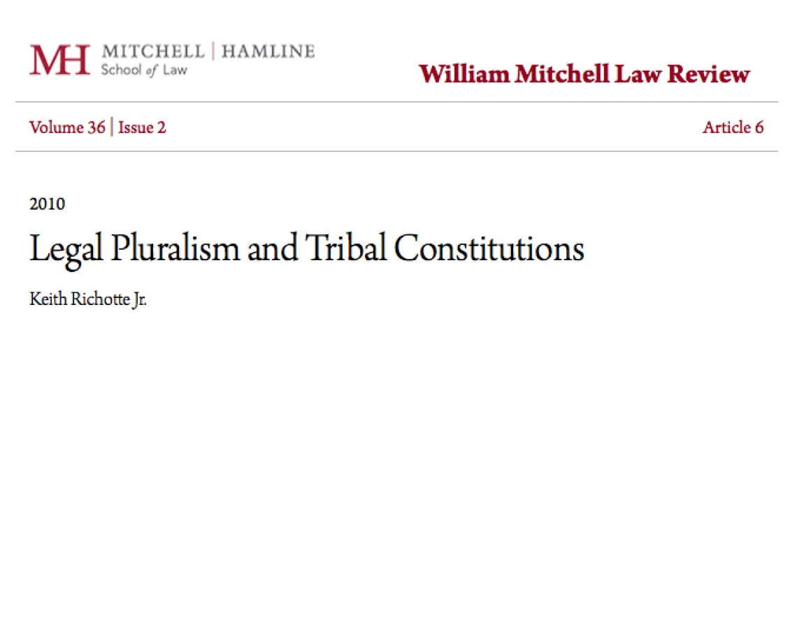 Legal Pluralism and Tribal Constitutions