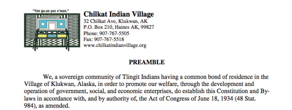 Chilkat Indian Village: Legislative Functions Excerpt