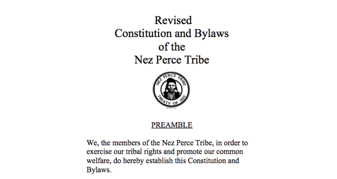 Nez Perce Tribe: Legislative Functions Excerpt