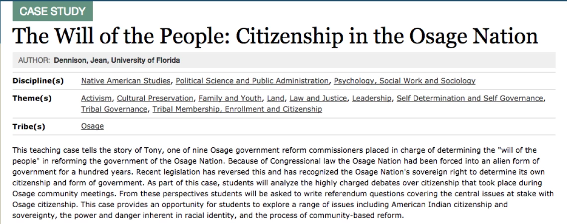 The Will of the People: Citizenship in the Osage Nation