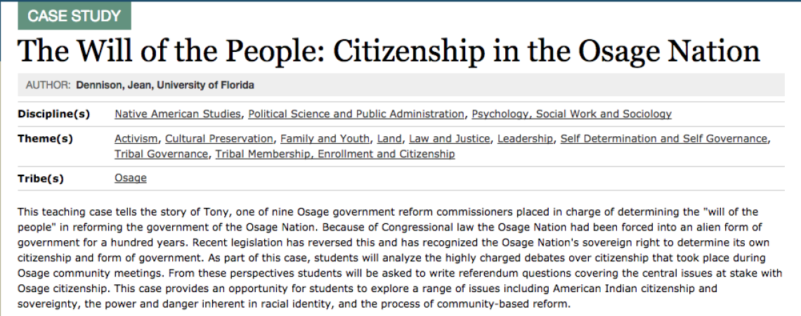 The Will of the People: Citizenship in the Osage Nation