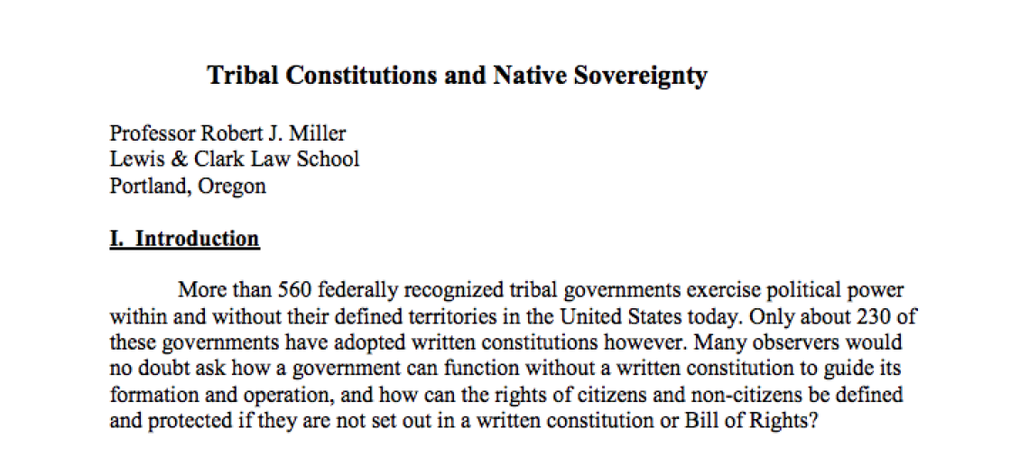 Tribal Constitutions and Native Sovereignty
