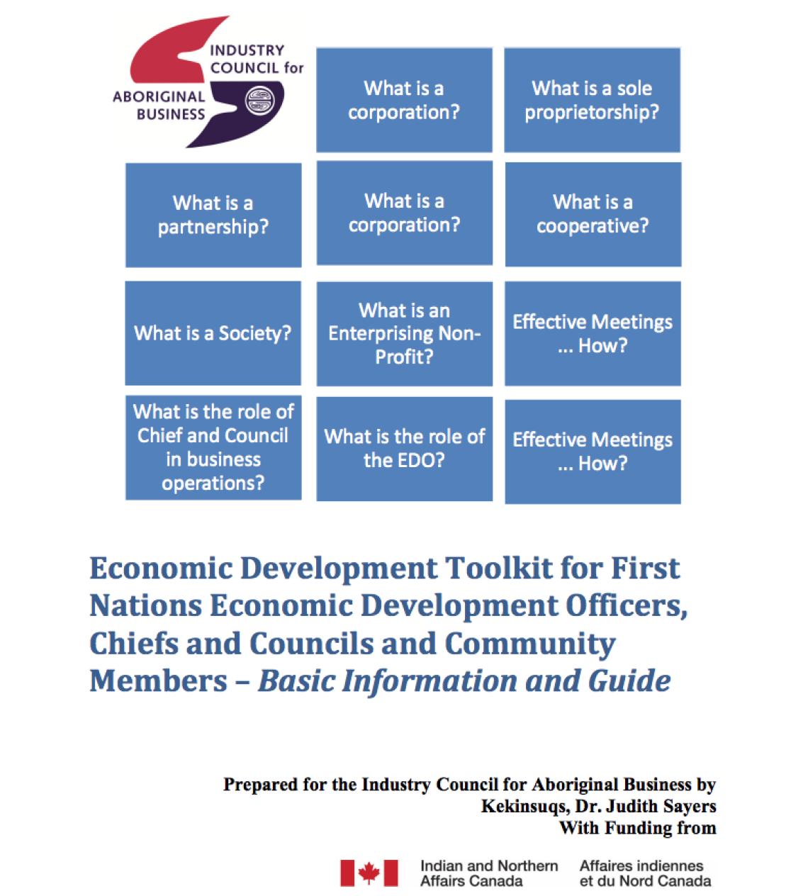 Economic Development Toolkit for First Nations Economic Development Officers, Chiefs and Councils and Community Members â€“ Basic Information and Guide