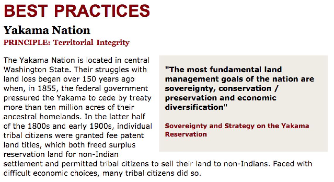 Best Practices Case Study (Territorial Integrity): Yakama Nation