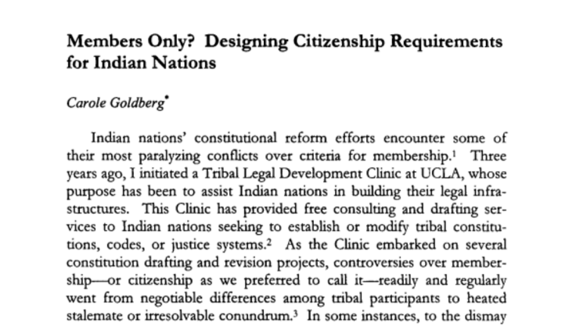 Members Only? Designing Citizenship Requirements for Indian Nations