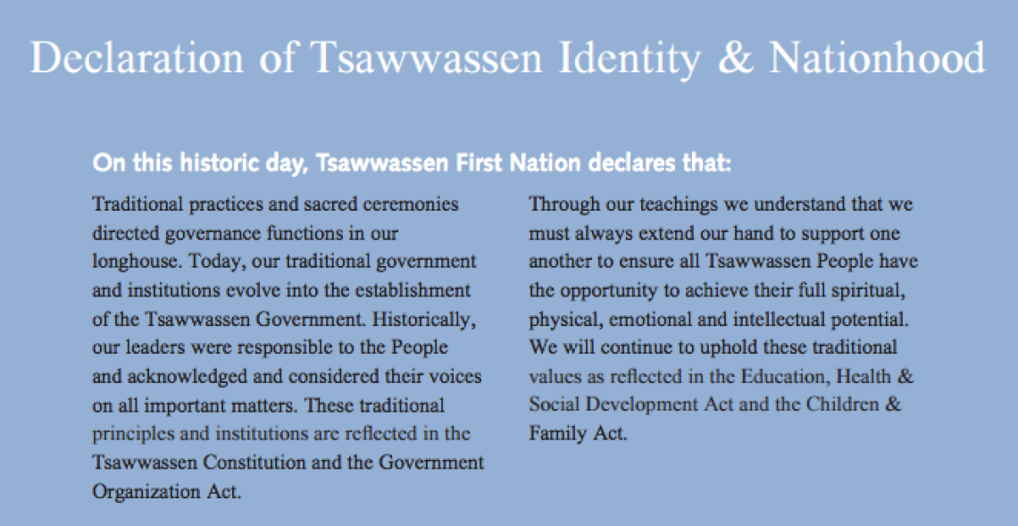 Declaration of Tsawwassen Identity & Nationhood