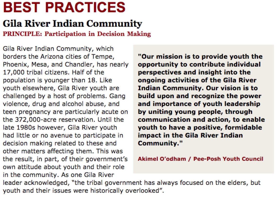 Best Practices Case Study (Participation in Decision Making): Gila River Indian Community