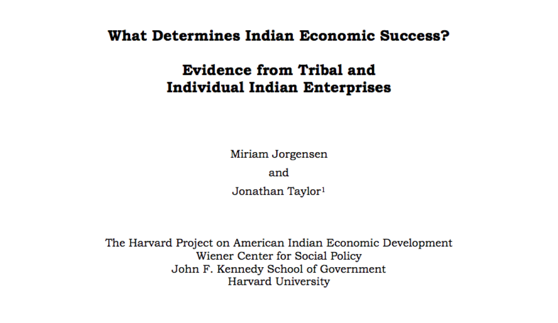 What Determines Indian Economic Success? Evidence from Tribal and Individual Indian Enterprises