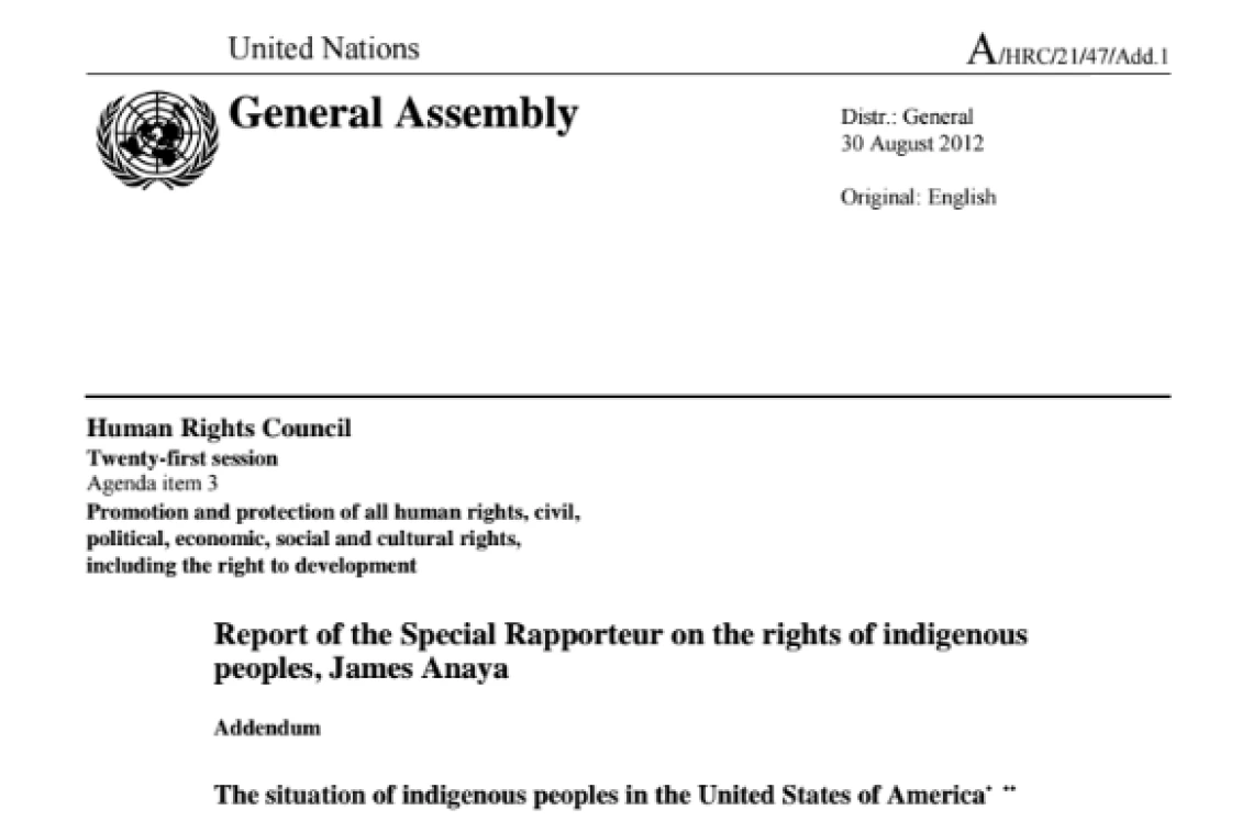 The situation of indigenous peoples in the United States of America