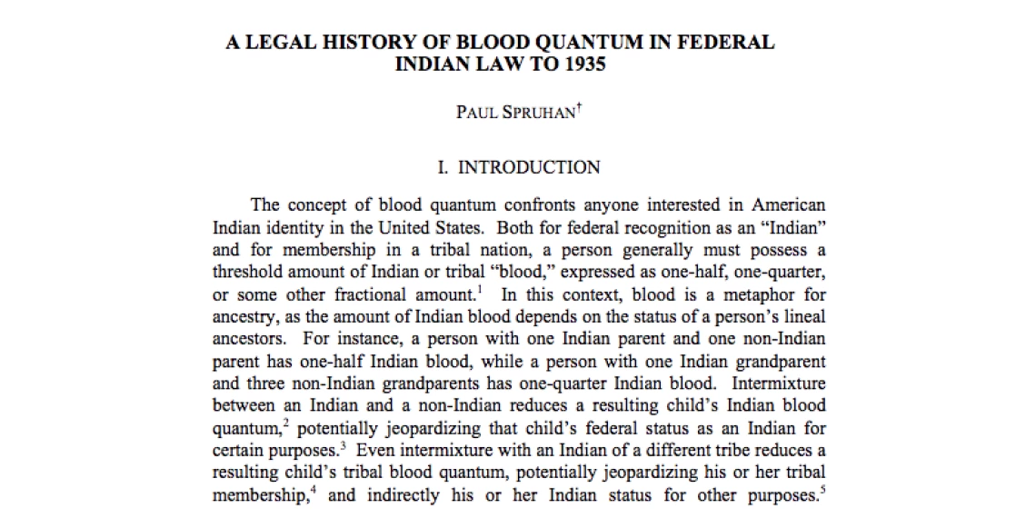 A Legal History of Blood Quantum in Federal Indian Law to 1935