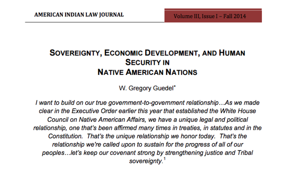 Sovereignty, Economic Development, and Human Security in Native American Nations