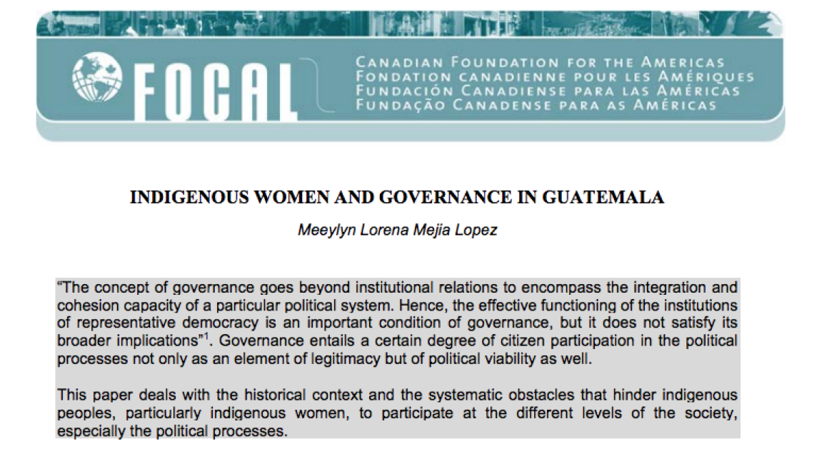 Indigenous Women and Governance in Guatemala