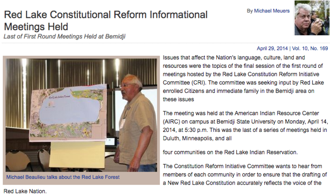 Red Lake Constitutional Reform Informational Meetings Held
