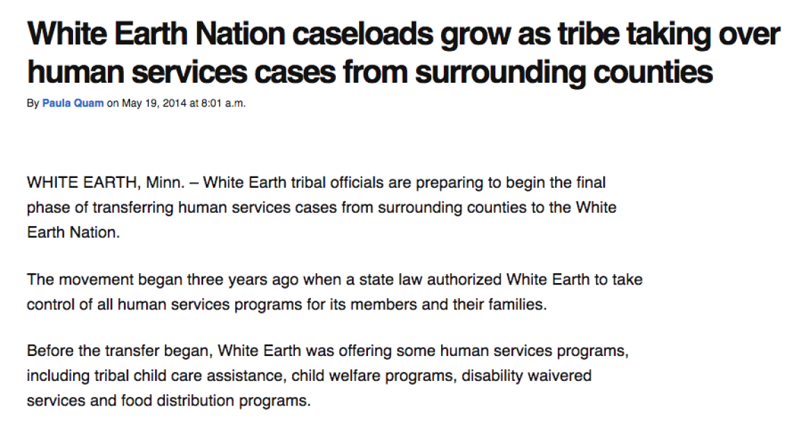 White Earth Nation caseloads grow as tribe taking over human services cases from surrounding counties