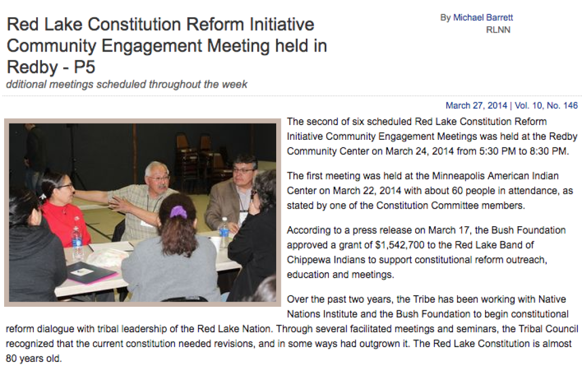 Red Lake Constitution Reform Initiative Community Engagement Meeting held in Redby