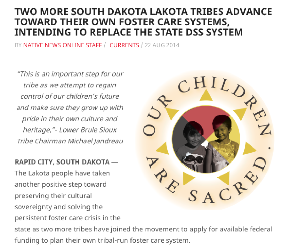 Two More South Dakota Lakota Tribes Advance Toward Their Own Foster Care Systems, Intending to Replace the State DSS System