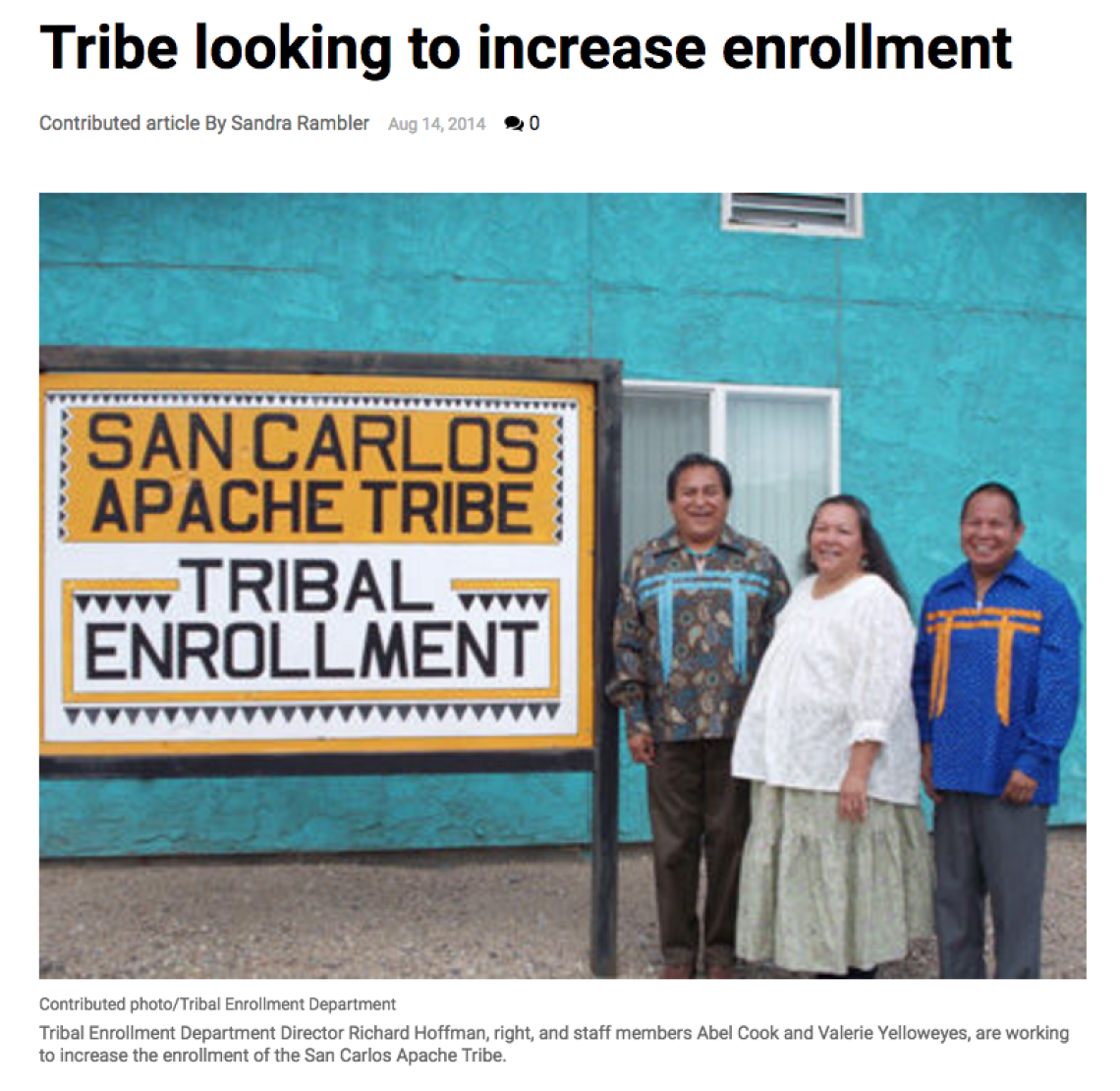 Tribe Looking To Increase Enrollment | NNI Database