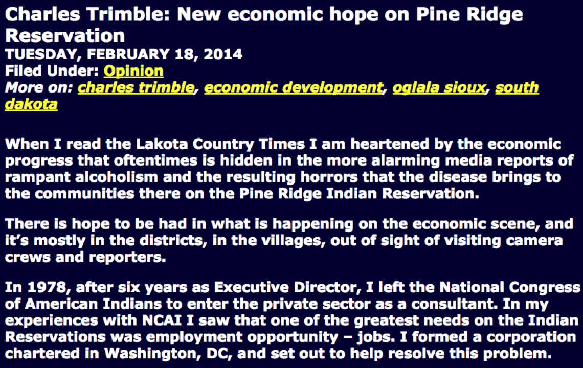 New economic hope on Pine Ridge Reservation