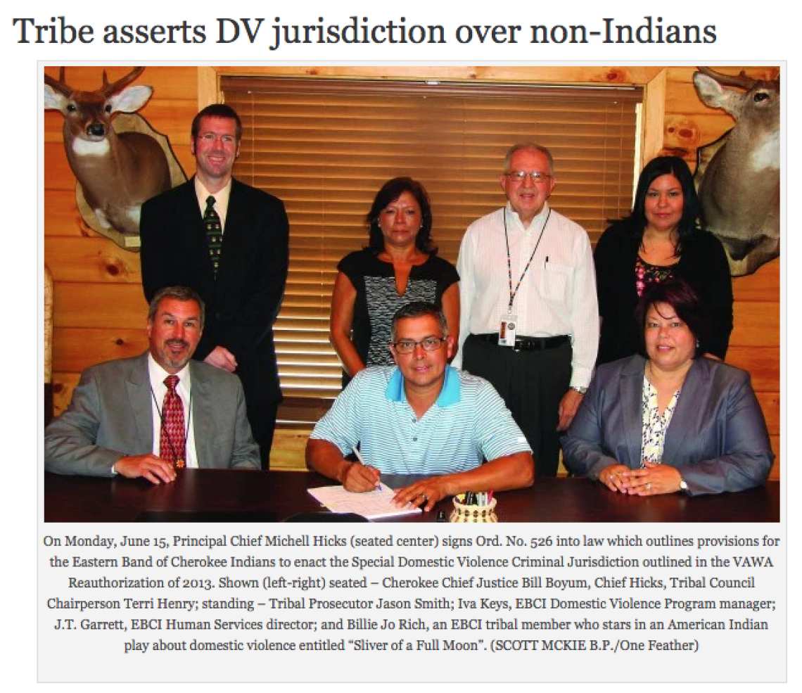 Tribe asserts DV jurisdiction over non-Indians